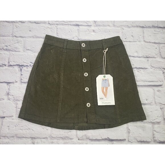 Re Generation By Celebrity Pink Corduroy Button Front Mini Skirt Olive  Size 3 - Picture 1 of 7